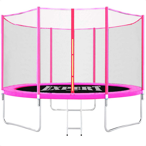 Cama elástica Expert Kids CME001244 con diámetro de 2.44 m, color del cobertor de resortes rosado y lona negra