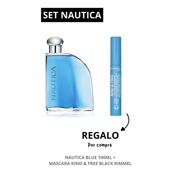 Set Nautica Blue 100ml + Mascara De Pestañas Kind&free Rimme
