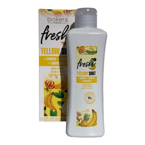 Salerm Shampoo Biokera Fresh Yellow Shot 300ml 91% Vegano 