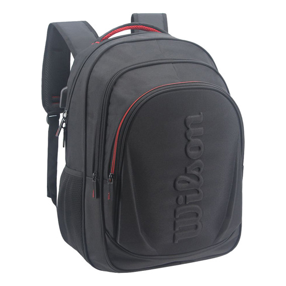 Mochila Wilson Porta Notebook Usb Ejectutiva Escolar Gym Rigida Tapa Dura Urbana Grande Color Negro 65.11115BL