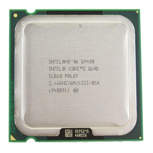 Procesador gamer Intel Core 2 Quad Q9400 BX80580Q9400 de 4 núcleos y  2.6GHz de frecuencia