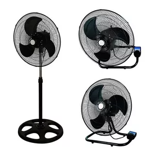 Ventilador 18  Pulgadas Negro Pedestal, Piso, Pared 3 En 1  Negro/plata