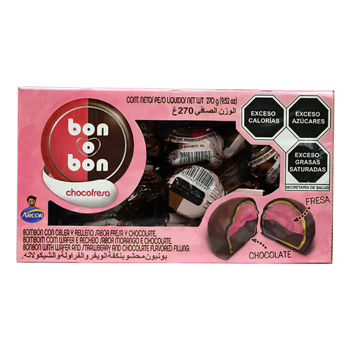 Bon O Bon Chocofresa Bombón Relleno De Chocolate 18pz 270g