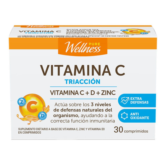 Suplemento Pure Wellness Vitamina C D Zinc Triacción X 30 U