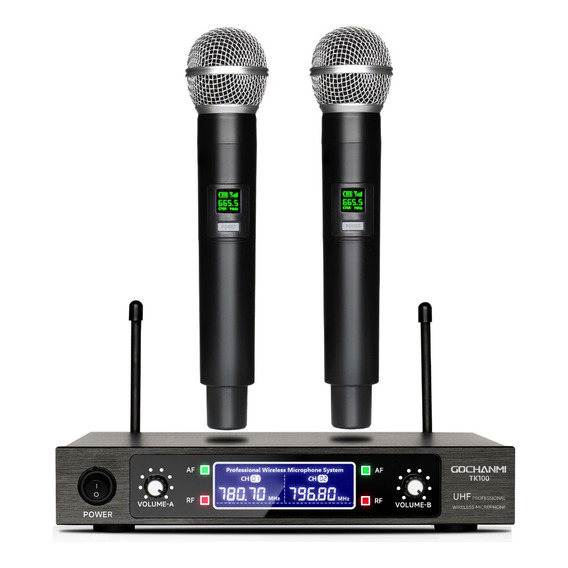 Microfonos Gochanmi Tk100 Inalambricos Sistema Uhf 2 Canales