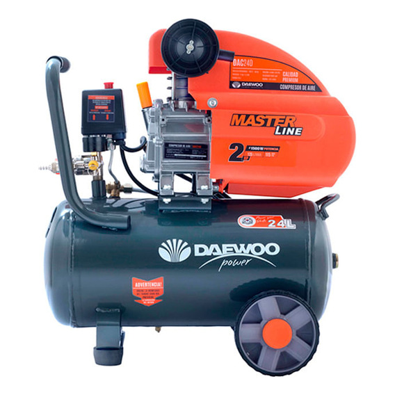 Compresor de aire eléctrico portátil Daewoo DAC24D monofásico 24L 2hp 220V 50Hz negro/naranja