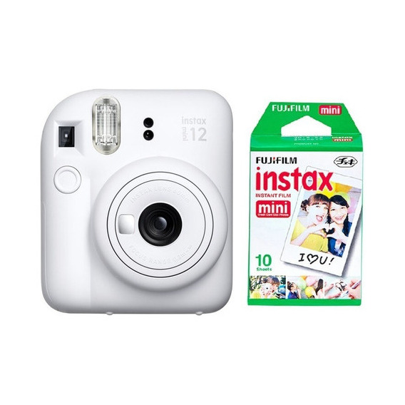 Cámara instantánea Fujifilm Instax Kit Mini 12 + 10 fotos clay white