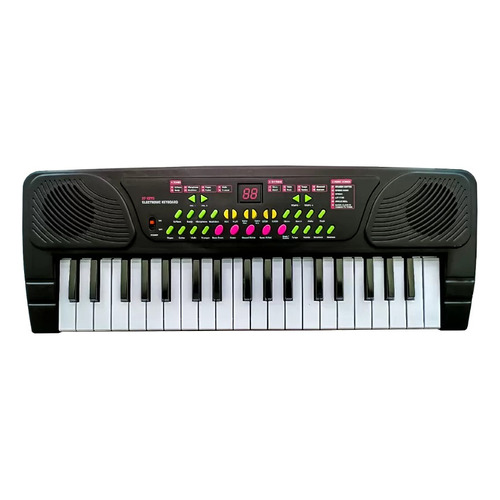 Teclado Piano Digital Electrónico Musica Niños Con Microfono Color Negro