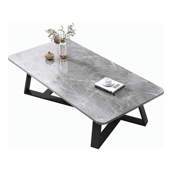 Mesa De Centro Moderna, Metálica Y Rectangular De 110cm