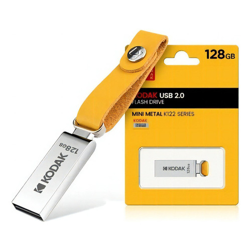 Pendrive Kodak Mini 128gb Metálico Usb 2.0 K122 Series Color Plateado