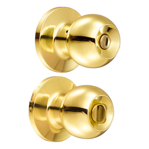 Cerradura Pomo Bola Entrada Ppal Latón Brillante 18po Lock Color Dorado