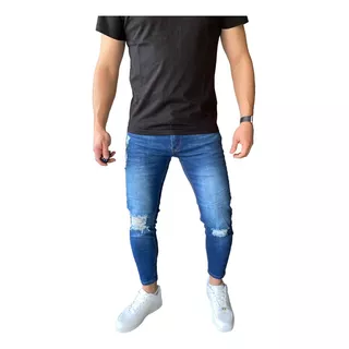 Jeans Destroyed  Ankle Fit Azul 14333