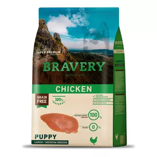 Alimento Bravery Puppy Para Perro Cachorro De Raza Mediana Y Grande Sabor Pollo En Bolsa De 4kg