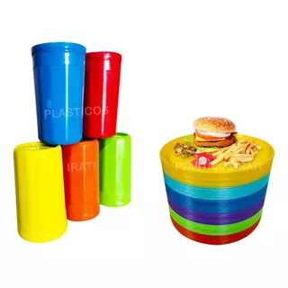 Set 30 Vasos Para Agua Con 30 Platos Taqueros Tortero 