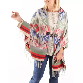 Poncho Ruana Mujer Abrigo Importado Manton Estampado #a22101