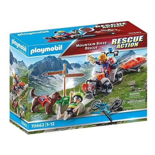 Figura Armable Playmobil Rescue Action Mountain Biker 58 Piezas 3+