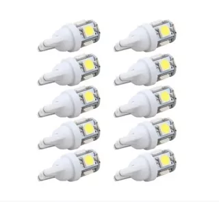 10 Bombillos Luces Led Cocuyos T10 Carro Y Moto 5 Led