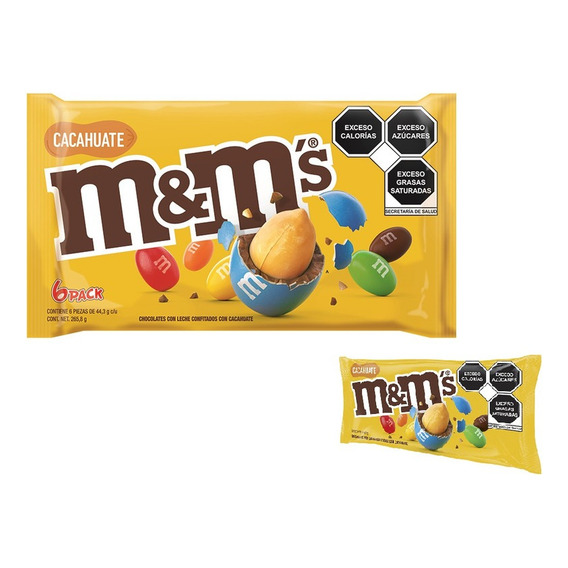 Chocolate M&m's 6pack Con Cacahuate, 44.3g C/u - 265.8g