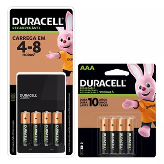 Carregador Duracell + 4 Pilhas Rec Aa  + 4 Pilhas Aaa Rec