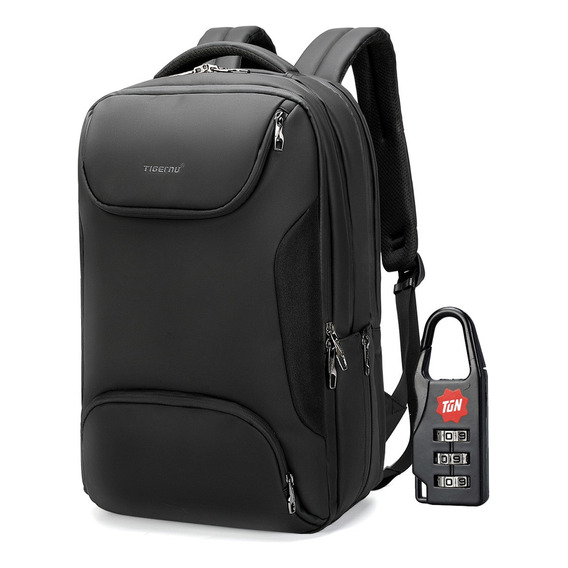 Mochila Hombre Tigernu T-b3976 Laptop Antirrobo Viaje Color Negro Diseño de la tela Negro