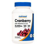 Cranberry 25000 Mg Con Vitamina C E Americana Nutricost Sabor Natural