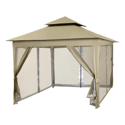 Toldo Carpa Gazebo 3x3 Plegable Mosquitero Exterior Color Beige