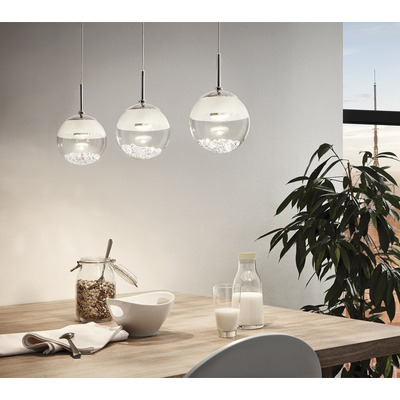 Colgante 3 Luces Led Cristal Montefio Eglo 93784  Cromo