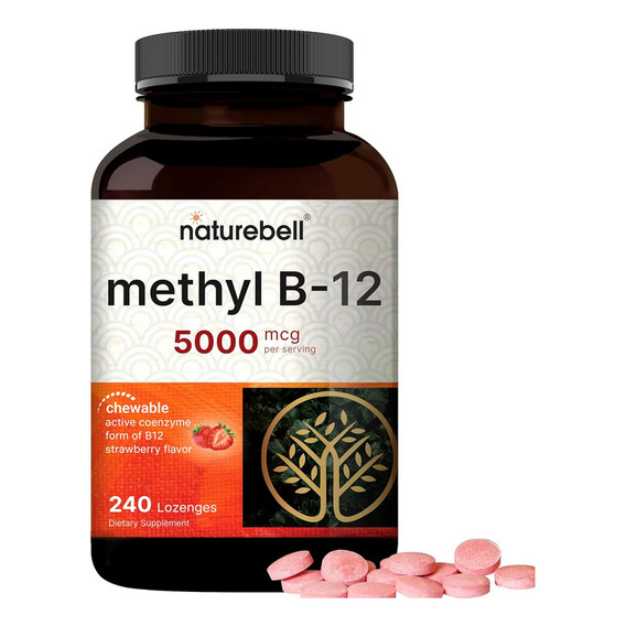 Naturebell Vitamina B12 Sublingual Americana 5000mcg 240 Tabletas Methyl B12 Metilcobalamina Methylcobalamin Vitamin B12