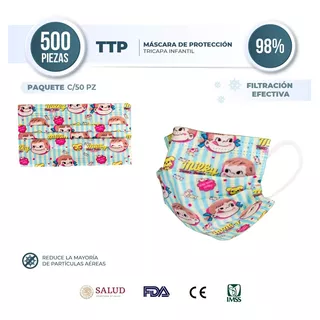 Cubrebocas Tricapa Infantil Ttp 300 Piezas Embolsado Mayoreo