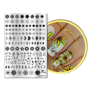 Placas Para Carimbos De Decoração De Unhas Margaridas 