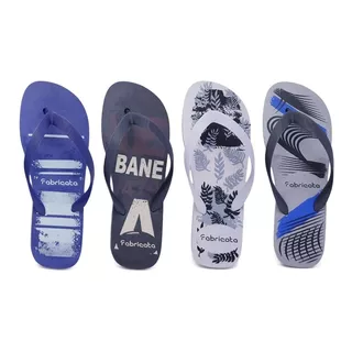 4 Pares Chinelo Masculino Top Adulto Sandália Estampado K38