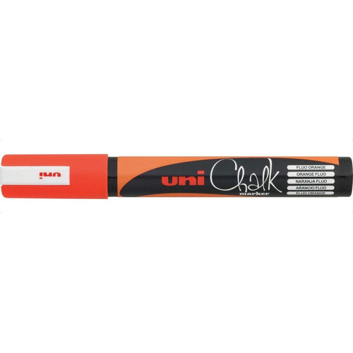Marcador Tiza Líquida Uni Chalk Pwe 5m Trazo 1,8 A 2,5mm X U Color Naranja fluo