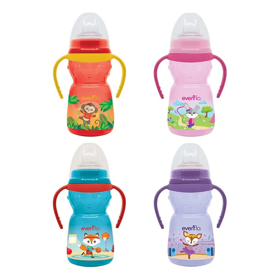 Vaso Con Asas Diseños Colores Varios Evenflo 300ml +6 Meses