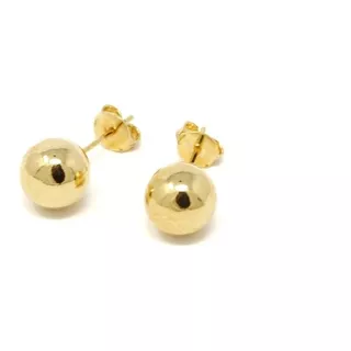 Aretes De Bolita Esfera Circulo Chapa De Oro 22k