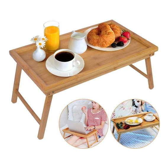 Mesa Plegable Bandeja Porta Vaso Apoyo Cama Desayuno Picnic