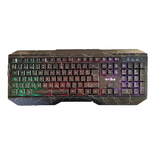 Teclado Gamer Luz Multicolor Usb Trueno- Teclado En Español Color del teclado Negro