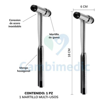 . Martillo Reflejos Buck Percusion Neurologico Doble Cabeza