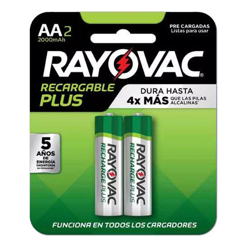 Pilas Recargable Aa 2000 mAh Rayovac Plus Blister 2 Unidades