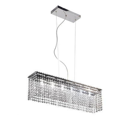 Lampara Colgante 6 Luces Drop Cristal Apto Led Moderno Pal Cromo