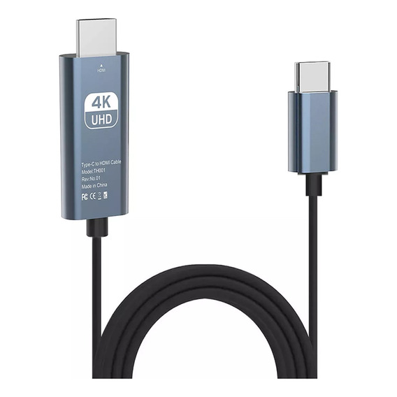 Adaptador Usb C A Hdmi Cable Hdmi 4k Cable Adaptador USB 3.1 Tipo-C  Macho A Hdmi  Macho 4k (3840x2160)  30Hz Gris De 2m JEEYEE