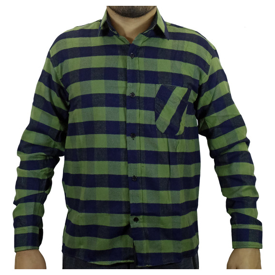 Camisa Franela Manga Larga Para Hombre - Verde