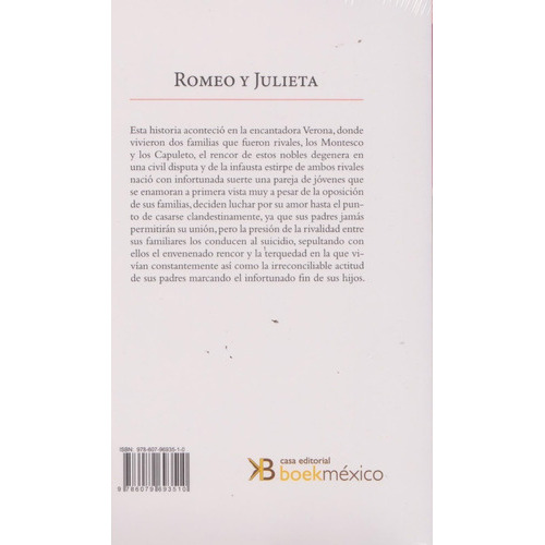 Romeo Y Julieta, De Shakespeare, William. Editorial Casa Editorial Boek Mexico, Tapa Blanda En Español, 0