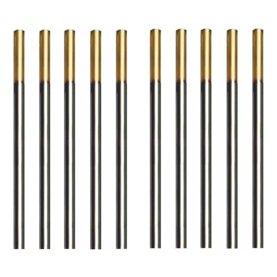 10 Electrodos Tig De Tungsteno Punta Dorada 1,6 Mm X 150 Mm