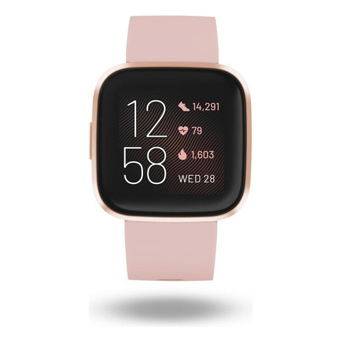 Smartwatch Fitbit Versa 2 caja de  aluminio anodizado  copper rose aluminum, malla  petal de  silicona FB507