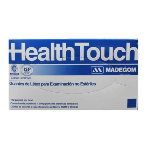Guantes descartables Madegom Examen health touch color blanco talle XS de látex con polvo x 100 unidades