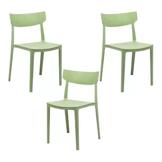 Silla Rio Pack X 3 Plástica Apilable Cocina Comedor Colores