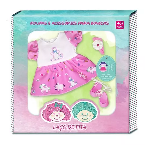 Roupa Boneca Baby Alive - Vestido Unicornio - Laço De Fita