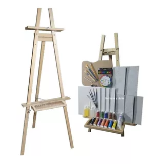 Kit Pintura Oleo Caballete Lienzos Pinceles Curso En Video