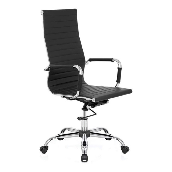 Silla de escritorio Muebo ejecutivo gerencial aluminium alta ergonómica  negra con tapizado de cuero sintético