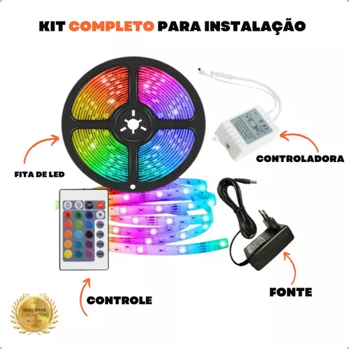 Fita Led Colorida Rgb 5 Metros Com Controle A Prova D Agua Tensão de  operação 12V 110V/220V